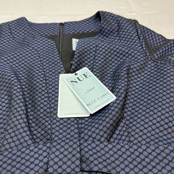 NUE by Shania‎ Womens 10 Blue Label Fit & Flare Midi Dress Black Blue Polka Dot - Picture 8 of 11